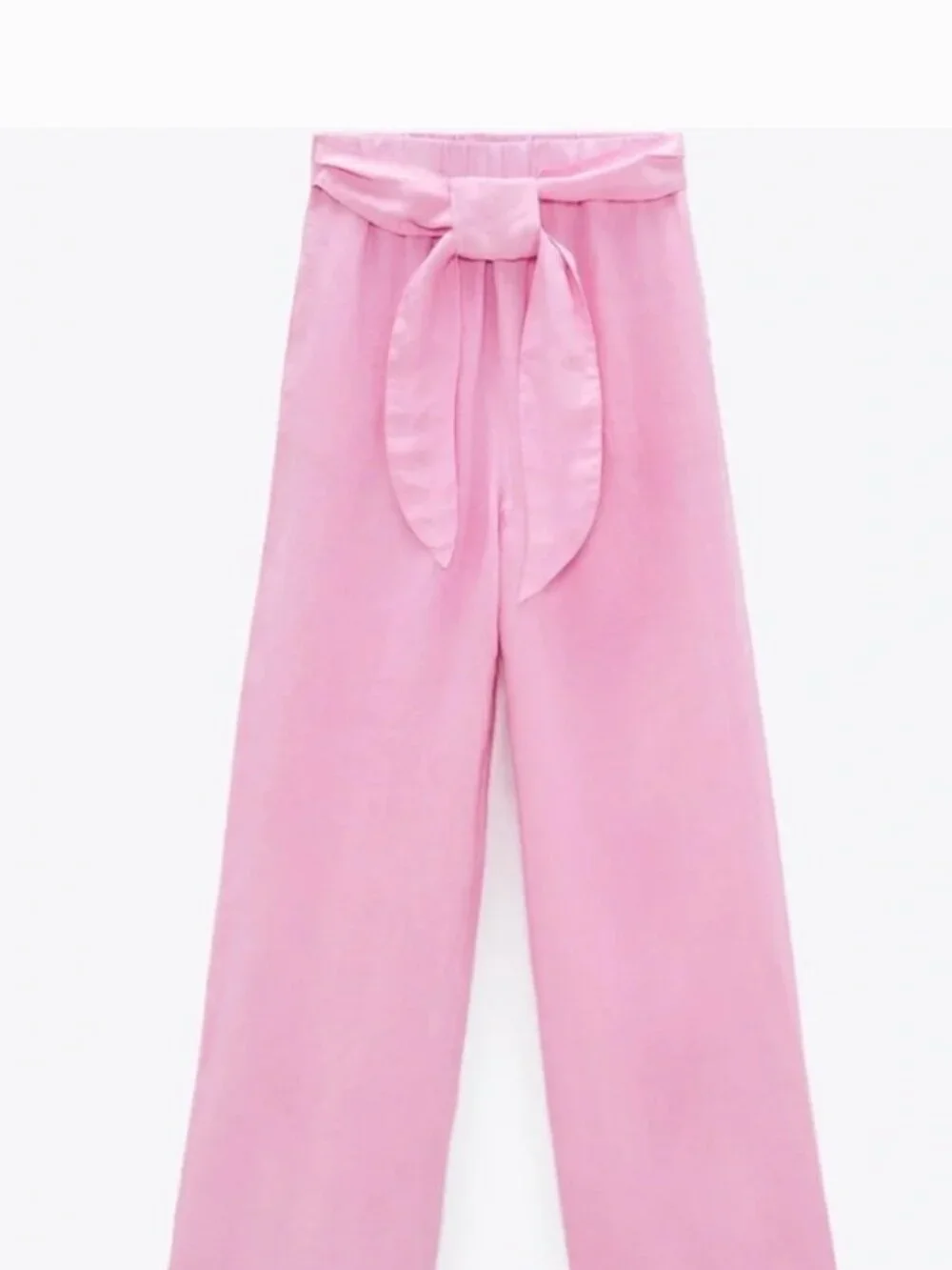 Zara Pink Linen Tie Pants Small